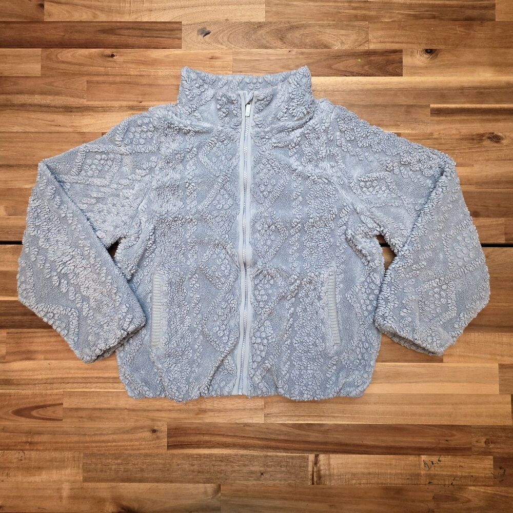 All in Motion Girls L 10/12 Sherpa Fleece Jacket Gray Full Zip Cozy